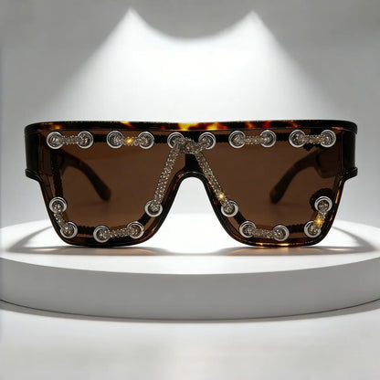Y2K Oversized Square Sunglasses for Women Men Bling Rhinestone Decor Streewear Punk Statement Eyewear Trendy Fashion Shades