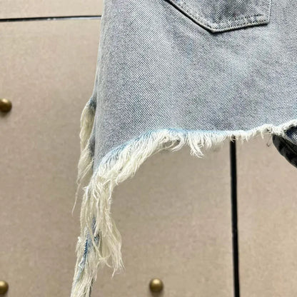 Women's Asymmetrical Frayed-Edge Denim Shorts, Casual and Versatile Commuter Skirt-Shorts, 2026, New Arrival, Y2K, Skirt