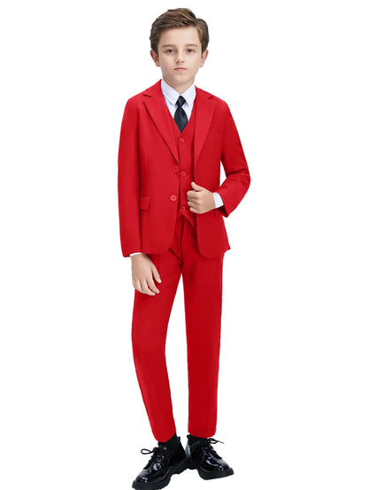 Boys Suits 4-Piece Jacket Vest Pants Tie Random Teen Dress Wedding Performance Prom Formalwear Classic Slim Elegant Age 2-16Y