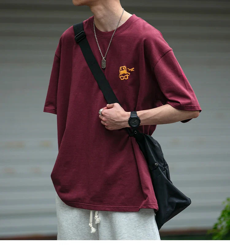 Summer Korean Oversize T-Shirt For Men Streetwear Harajuku High Quality Short Sleeve Loose Casual Tops Hip Hop Trendy Tee Male