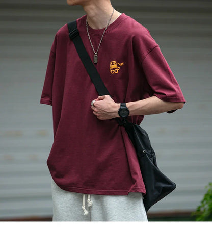 Summer Korean Oversize T-Shirt For Men Streetwear Harajuku High Quality Short Sleeve Loose Casual Tops Hip Hop Trendy Tee Male