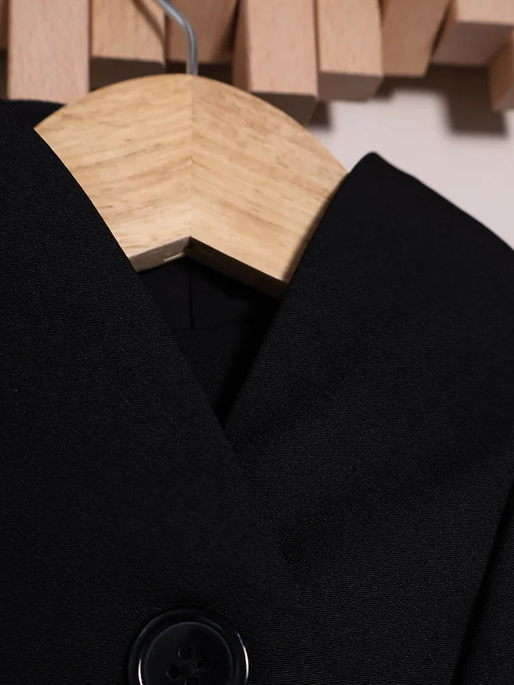 French Style Elegant Retro Stand Collar Black Suit Autumn Winter New Temperament Commute Puff Sleeve Slim Female Coat Tops Trend