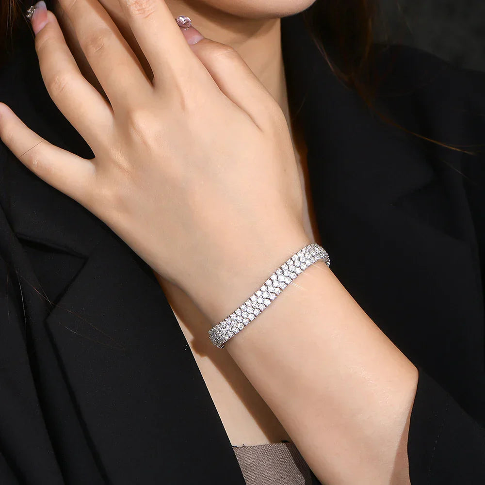 S925 Sterling Silver All Moissanite Tennis Bracelet for Women D VVS1 Diamond Gold Plated Luxury Wedding Fine Jewelry