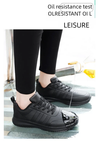 Casual Chef Shoes four Season new Lightweight Soft Sole Comfort Oil proof Men and Women's Chef Business Work Leather Shoe