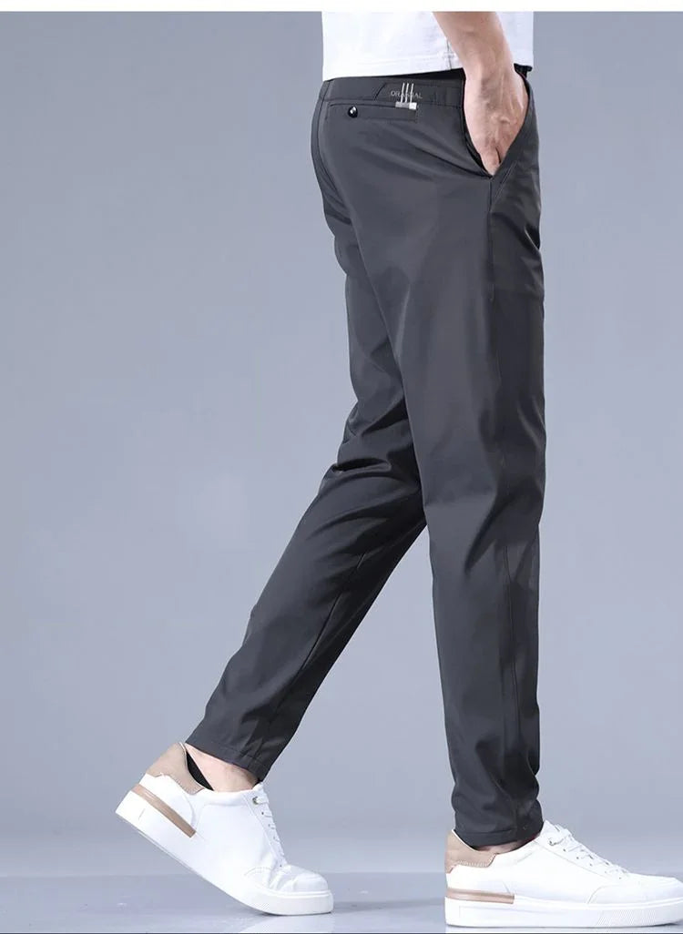 2026 Men's Summer Casual Pants Thin Ice Silk Men's Pants Fashion Straight  Elastic Men's New Pants Men's Pants
