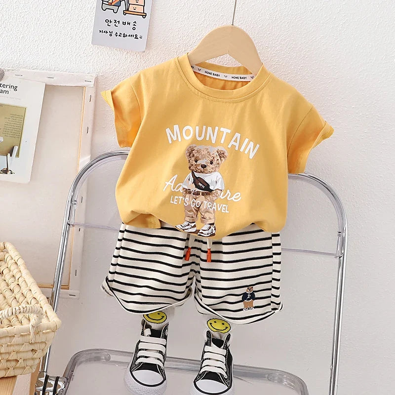 Summer Korean Version Baby Boy Clothing Sets Fashion Baby Girls Top+Shorts Clothes Suits Handsome