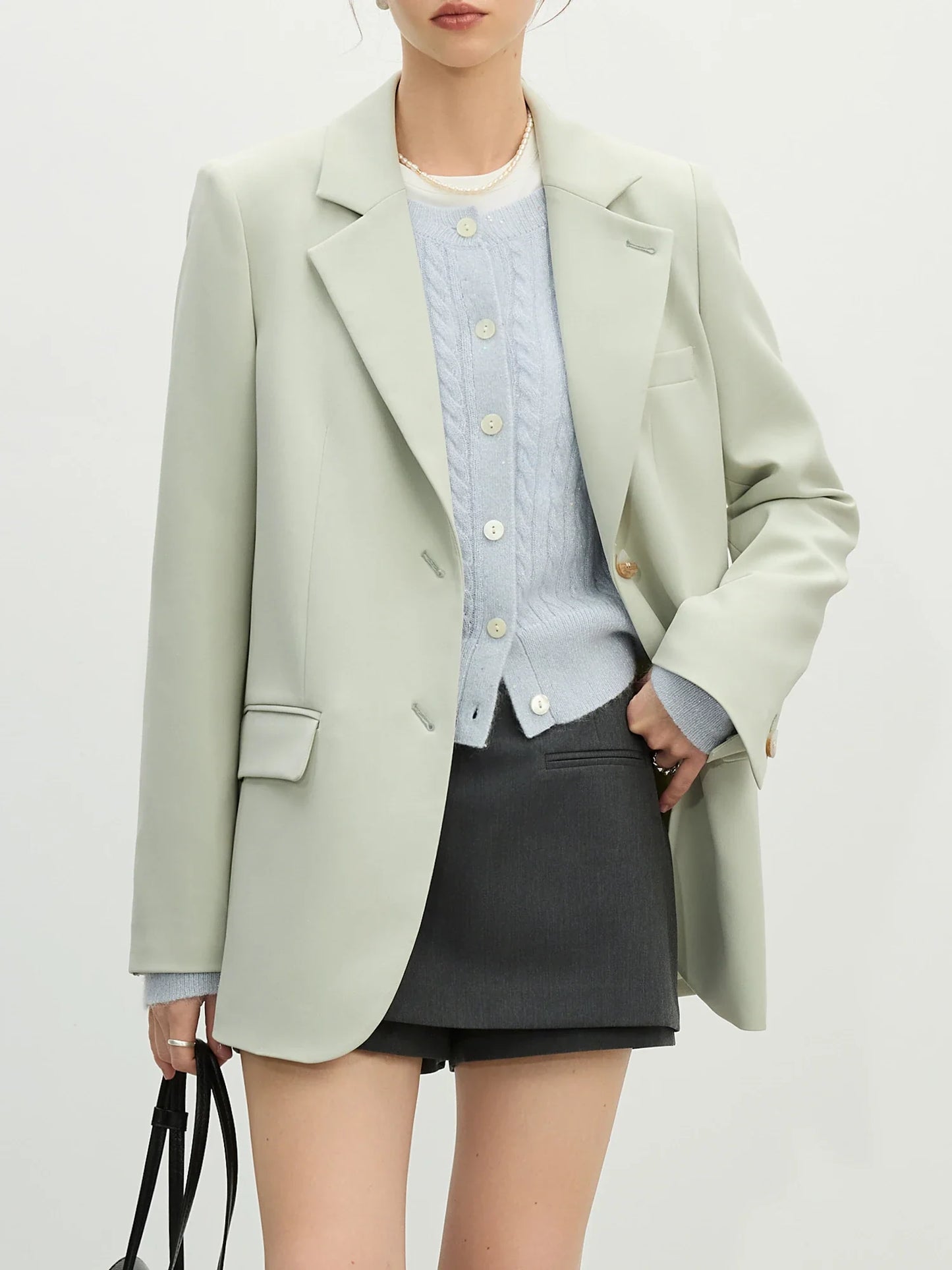 Versatile Elegant Style Blazer Jacket for Women 2025 New Arrival Unique Design Office Loose Top Green Chic Coat 25FS11075