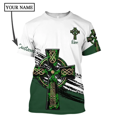2023 Summer New Printed Irish Celtic Men's and Women's T-shirt, Custom Name Short Sleeve Unisex Shirt, Harajuku Large Casual Sty