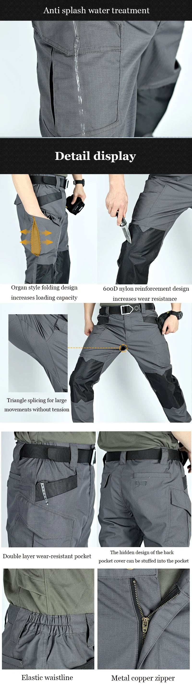 Military Tactical Pants  Men Cargo Trousers Waterproof Multi-pocket Casual Wear-Resistant Cargo Pants Climbing Outdoor Workwear
