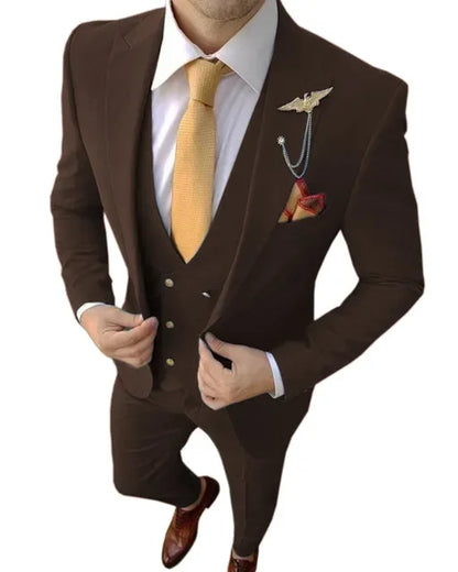 12 Colors Formal Business Men Suit Costume Homme Tuxedos For Wedding Bridegroom 3 Pcs Prom Slim Fit Blazers Jacket Pant Vest