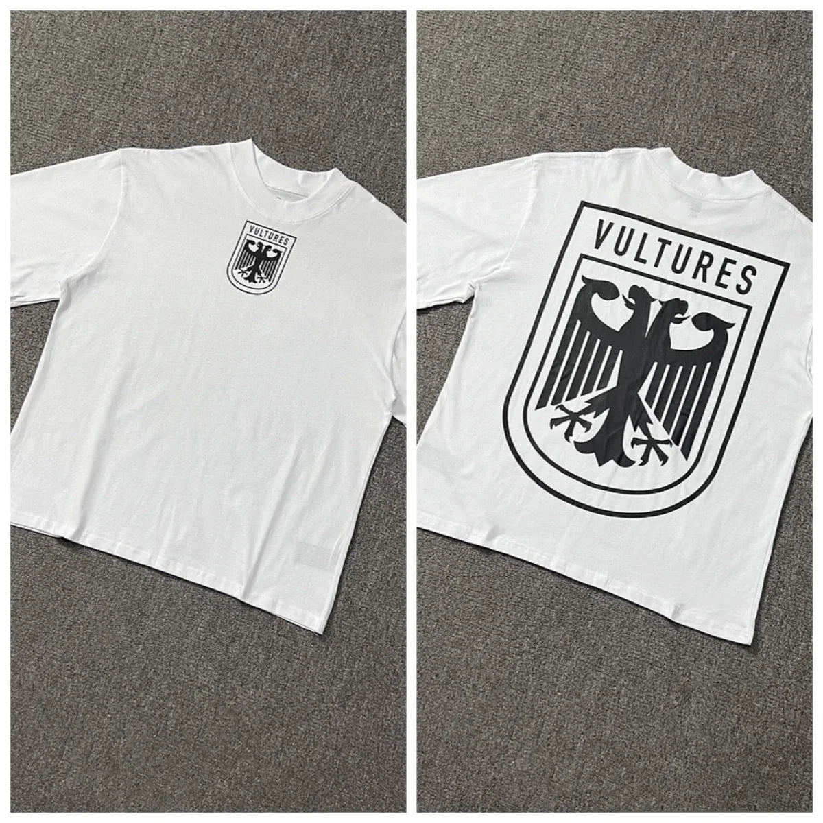 Album Co-branded Vulture Badge Printed Round Neck Trend Street Men's and Women's Cotton Short Sleeve T-shirt