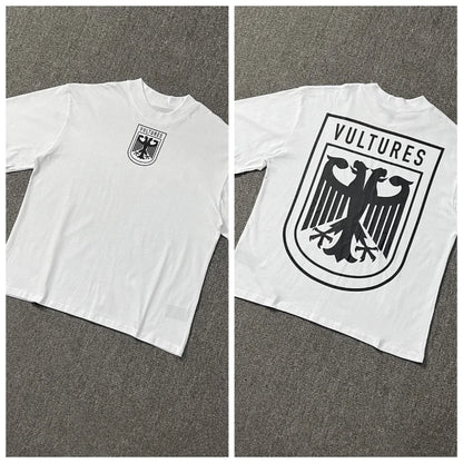 Album Co-branded Vulture Badge Printed Round Neck Trend Street Men's and Women's Cotton Short Sleeve T-shirt