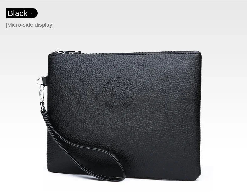 Nouvelle Pochette pour Homme Style Business Grand Portefeuille en Cuir PU Souple Homme avec Dragonne Sac Élégant Décontracté et Tendance Sac à Main Pochette Homme