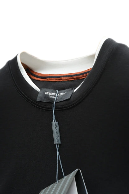 Shape-Retention & Pilling-Resistant Long-Sleeve Tee: Contrast Collar Design + Stretchy Fit Men's Undershirt