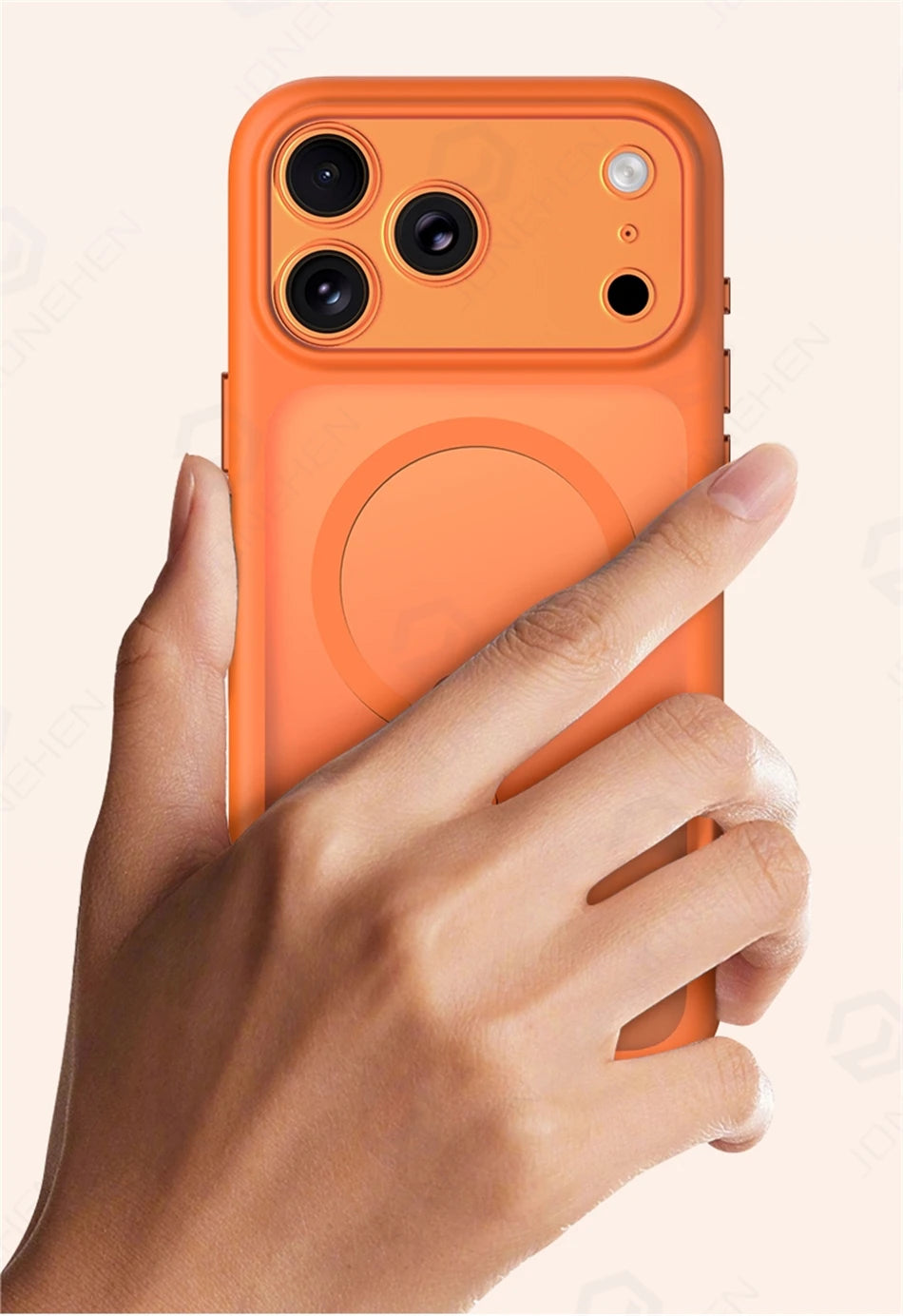 Magnetic Business Simplicity Shockproof Orange Bumper Camera Button Case For iPhone 17 16 15 14 Pro Max Clear Cover For Magsafe