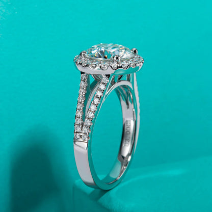 3ct Round Cut D Color Moissanite Halo Engagement Ring 18K Gold Plated Luxury Wedding Band Rings Jewelry Women Wholesale