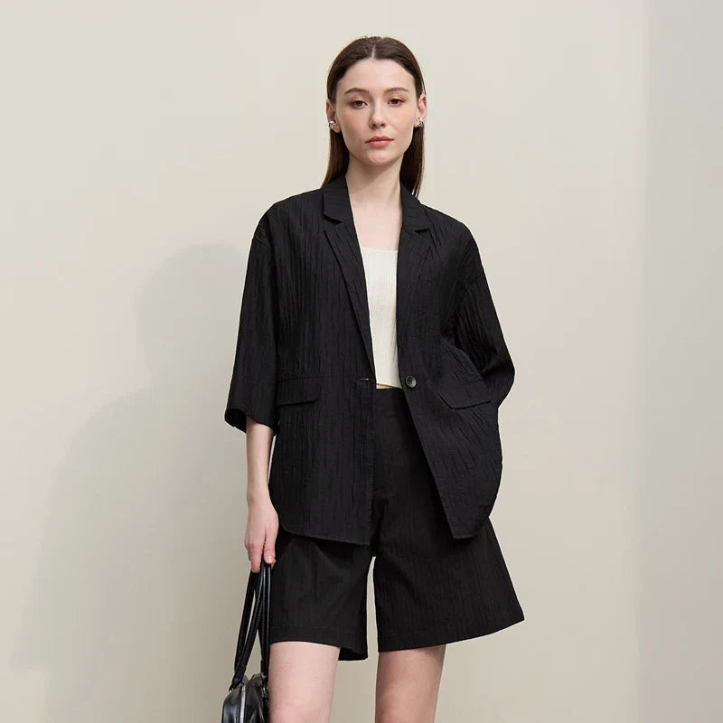 Women's Blazer 2026 Summer New Notch Lapel Single Breasted Drop Shoulder Jacket Casual Midi Length Coat For Women 12652002