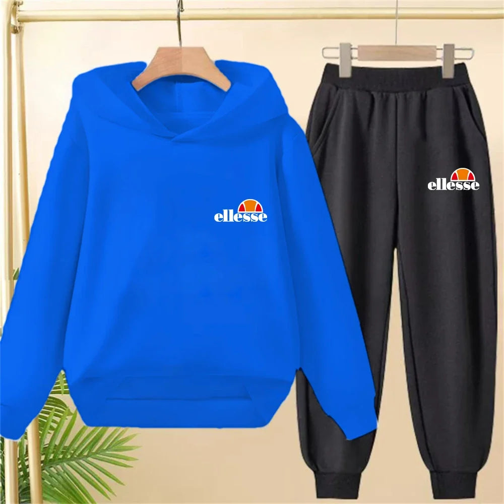 Black Children Hoodie Child print 3-12 Years Old Boys Girls Toddler hoodie Coat Top+Pants Stylish Casual Sweatshirt Set