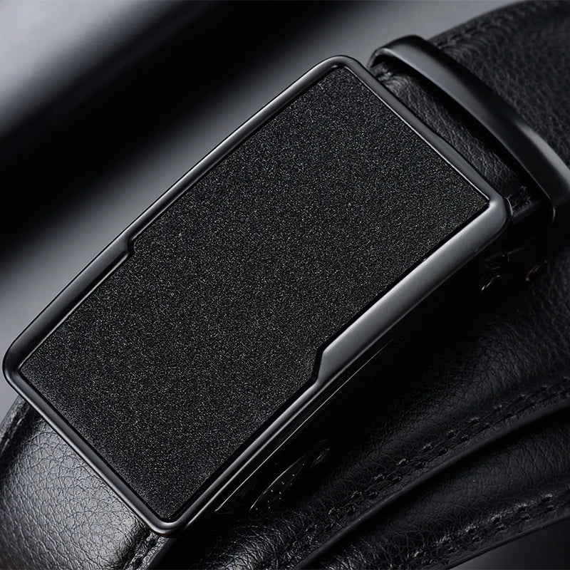 2026 New Cow Genuine Leather Men's Belt Cowhide Strap for Male Automatic Buckle Belts for Men Black Buckle Belts