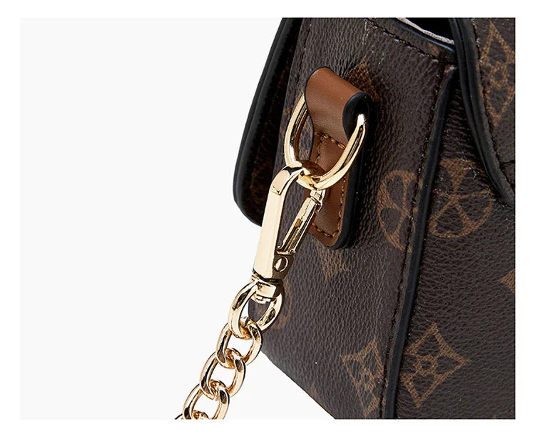 Vintage Monogram Chain Crossbody Bag for Women Luxury Designer Small Square Shoulder Bag Ladies Fashion Handbag