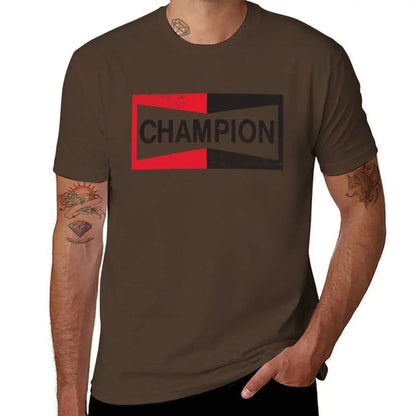 CHAMPION - Spark Plug Retro Distressed Emblem - Cl T-Shirt Short sleeve tee new edition slim fit t shirts for men