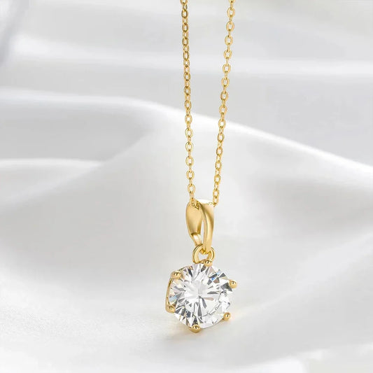 0.5-10CT Real Moissanite Pendant Necklace For Women D Color Round Diamond Necklace 925 Sterling Silver Classic Bride Jewelry
