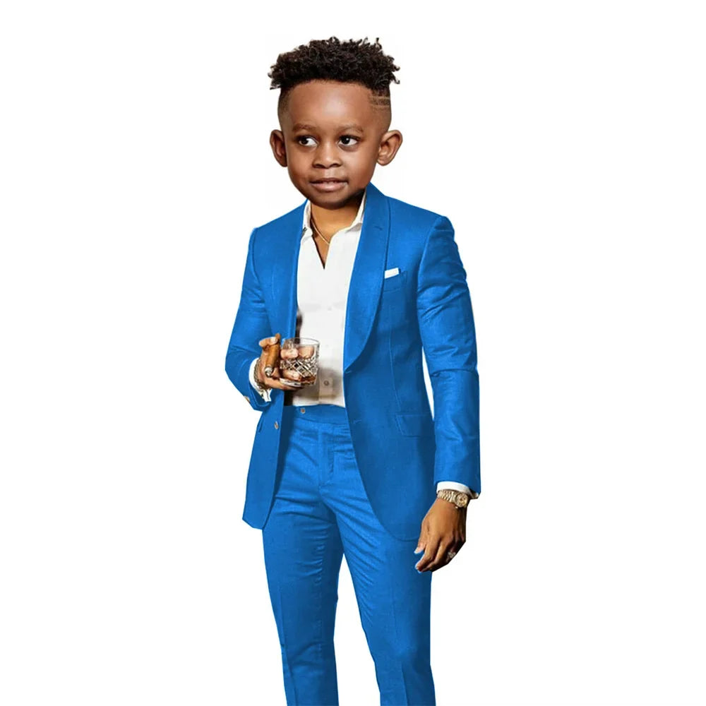 Many Colors Boys Regular Fit Suit Set 2 Pieces Jacket Pants Formal Banquet Outfit Handsome Comfortable Wedding Tuxedo For Kids