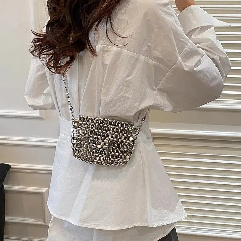 PU Sense of Luxury Solid Color Evening Bags Hollow Out Temperament 2025 Hot Sale Ladies Bags Versatile Fashion Shoulder Bags
