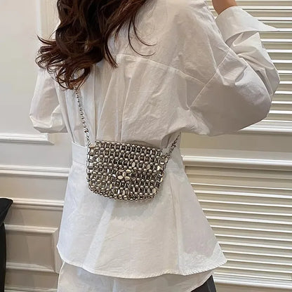 PU Sense of Luxury Solid Color Evening Bags Hollow Out Temperament 2025 Hot Sale Ladies Bags Versatile Fashion Shoulder Bags