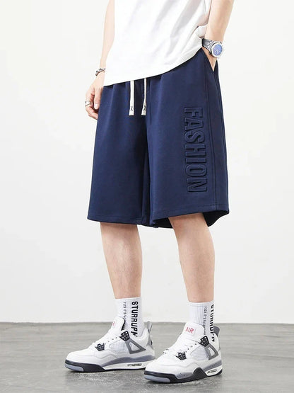Men's Shorts Summer Clothes Fashion Letter Printed Casual Sweatpants Solid Color Loose Cotton Short Pants Male Straight Shorts