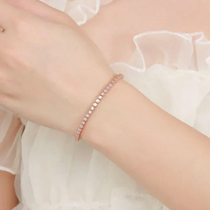 18k Plated 2mm Bubbles Moissanite Tennis Bracelet for Women Luxury Bangles 100% Sterling Silver 925 Full Diamonds Chain