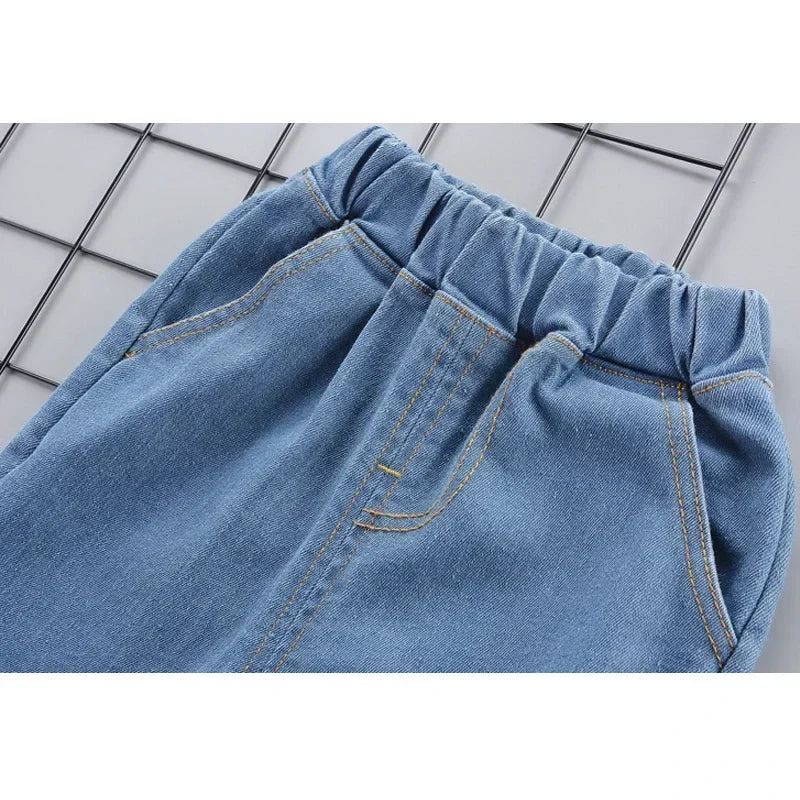 2-5 Years Spring Autumn Comfortable Casual Boys Clothing Set 2 Color Cartoon Car Full Sleeve Shirt + Jeans 2Pcs Outfit For Kids