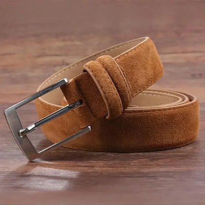 2025 Fashion Suede Belt Cow Genuine For Man And Lady With Oxford Fabric Strap Genuine Leather Luxury Pin Buckle Blue Belts