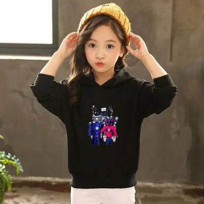 Skibidi Toilet Children's Autumn Winter Hoodie Black Pullover Boys Girls Toddler 2-12Yrs Top+Trousers Coat Casual Fashion Set