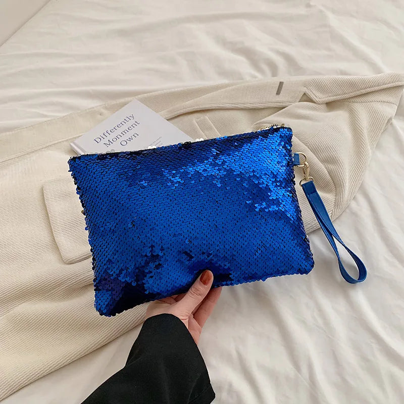Fashion Women's Sequined Bling Handbag And Purse Small Wedding Party Evening Bag Lady Wristlet Clutch Bag Female Envelope Bag