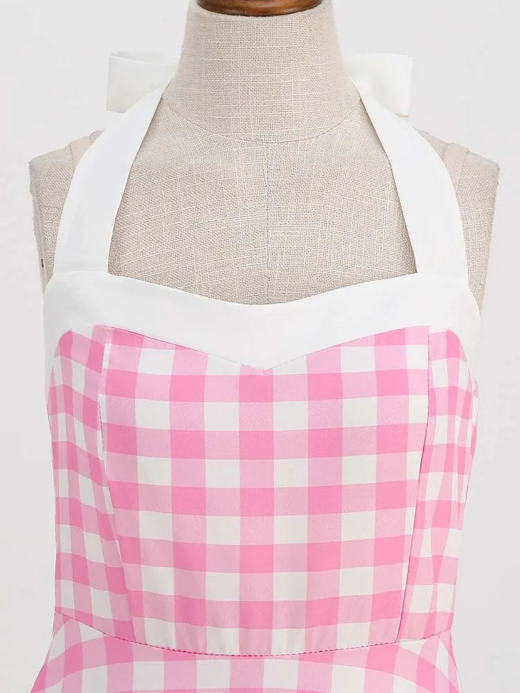 Women Summer Party Dress With Belt Polka Dot Print Halter Hepburn Robe 50s 60s Vintage Dresses