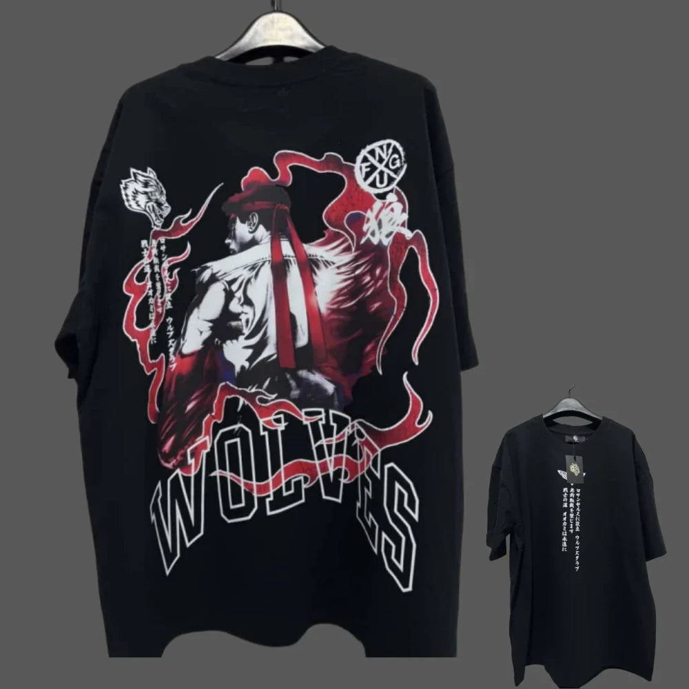 JAPAN BUSHIDO Anime Printed Men T-shirt City Fitness Training Sportswear Loose Casual Crewneck Men's T Shirts Couples Cotton Tee