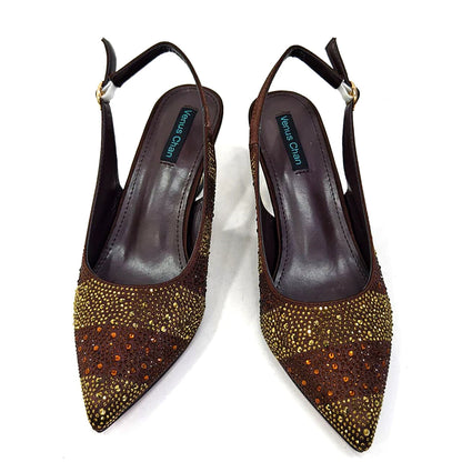 Venus Chan Fashionable Party Shoes and Bags Nigerian Women’s Party Suit Medium Heel Pointed Toe Women’s Shoes and Same Color Bag