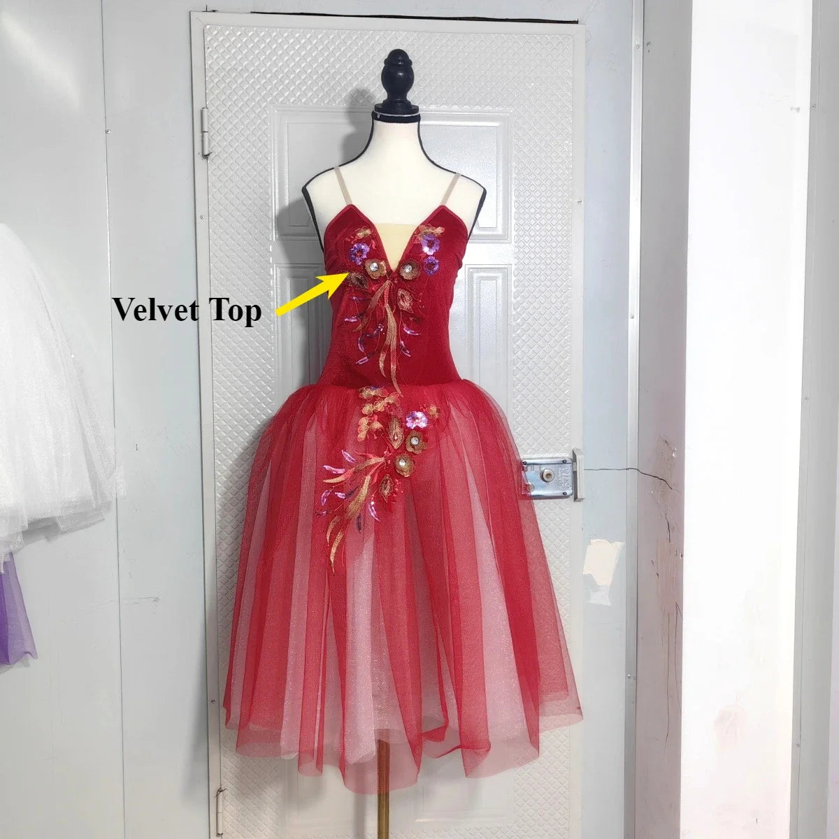 Long Ballet Tutu Skirts Flower Lace Dress Performance Costumes Princess Dance Practice Romantic Dress