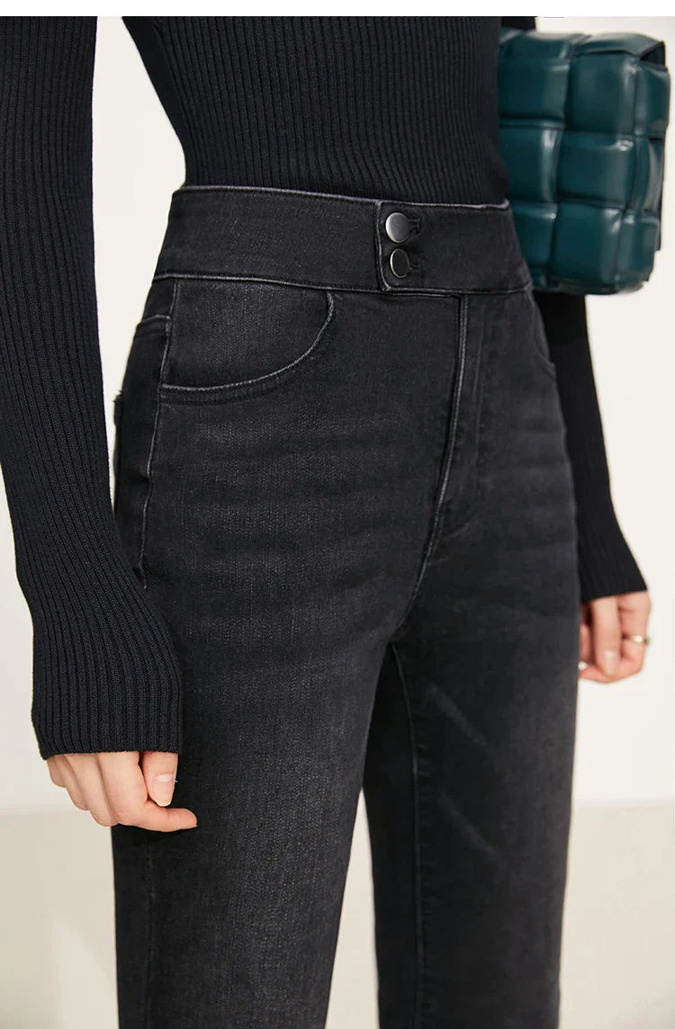 Jeans For Woman 2025 Winter New Slim-fit Warm Versatile Flared Pants Simple Commuter Casual Casual Woman Trousers 12344022