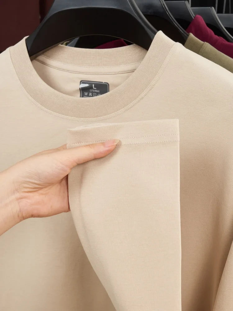 Fashionable Spring and Autumn New Comfortable Round Neck T-shirt High End Men's Bestselling Letter Embroidered Long Sleeve Top