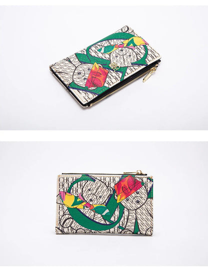 Women's Wallet CHCH Fashion Letter Cartoon Pattern Classic Retro Long Storage Wallet PVC Material Bag