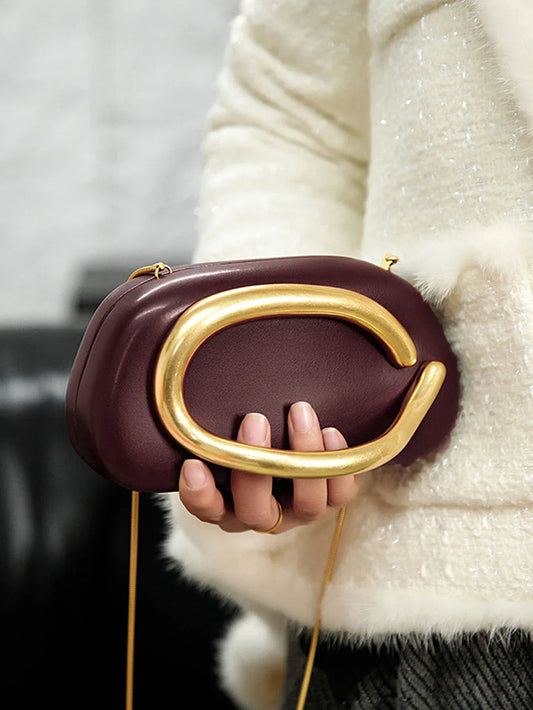 Metal Closure Clutch Evening Bags For Women Luxury Designer Handbag MINI wallet Vintage Elegant Oval Box Chain Strap Shoulder