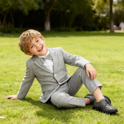 Boys Suit Wedding Ring Bearer Outfit Kids Suit Set Blazer Pants Bow Tie Shirt Clothes Formal Wear 2-14Years