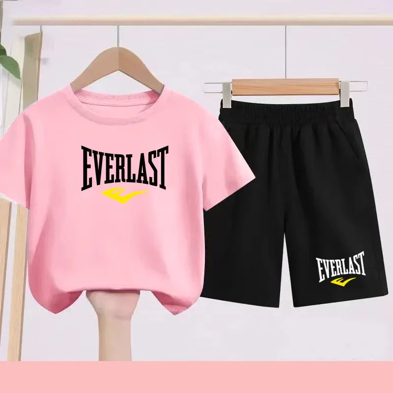 T-shirt d'été pour garçons et filles, manches courtes sportives pour enfants de 7 à 13 ans, pantalons à caractères, confortables