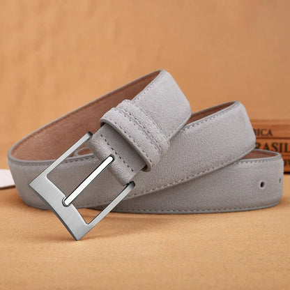 Sude Belt Cow Genuine Leather For Man And Lady With Oxford Fabric Strap Genuine Leather Luxury Pin Buckle Blue Belts