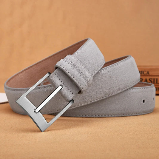 Sude Belt Cow Genuine Leather For Man And Lady With Oxford Fabric Strap Genuine Leather Luxury Pin Buckle Blue Belts
