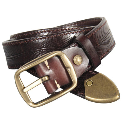 Extra Thick Double-sided Men's Belt Tactical Personalized Jeans Belt Genuine Leather Men's Pure Copper Pin Buckle Luxury Belt