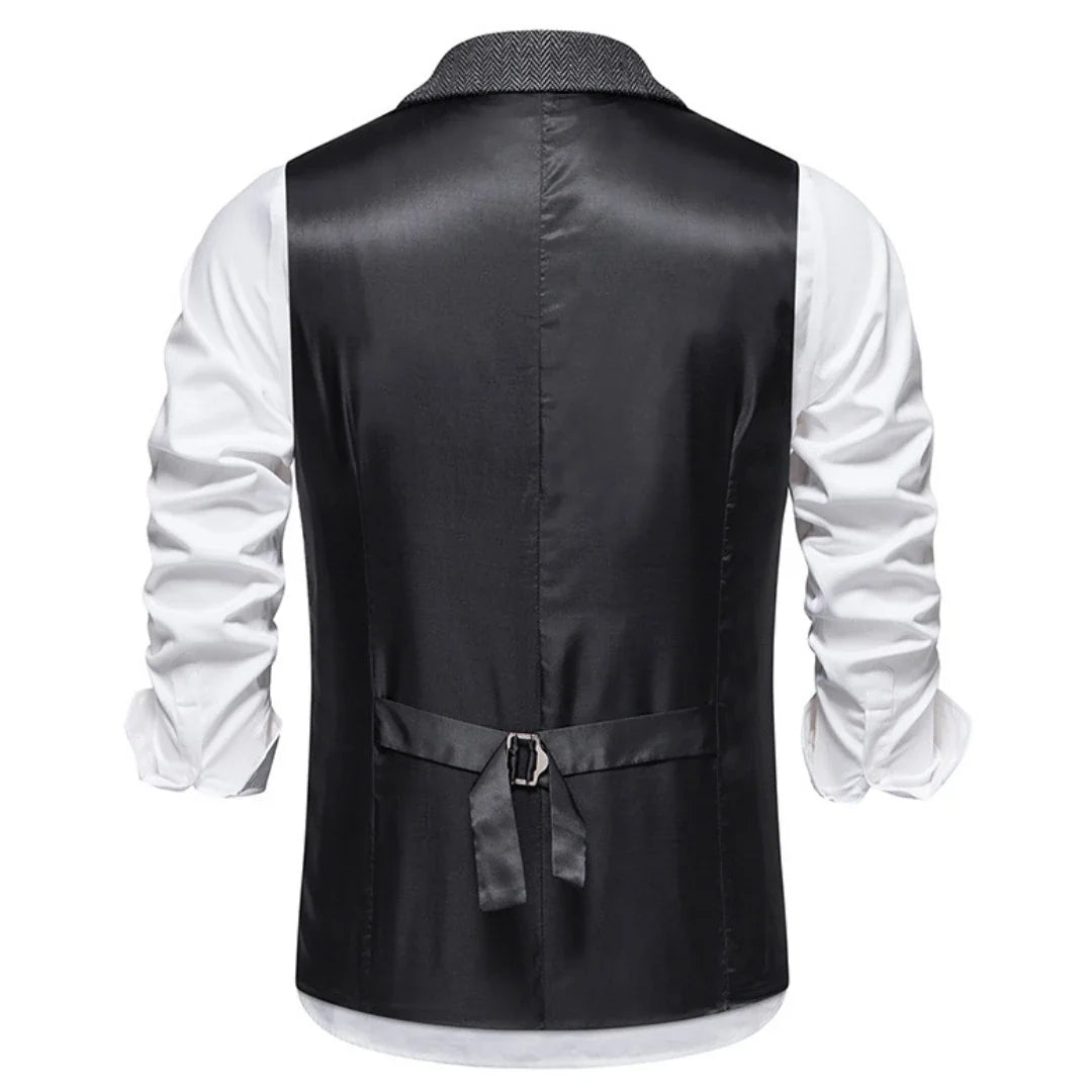 Men Vest Brown Herringbone Single Button Solid With Lapel Waistcoat For Wedding Groom Business Banquet Office Work Men Suit Vest