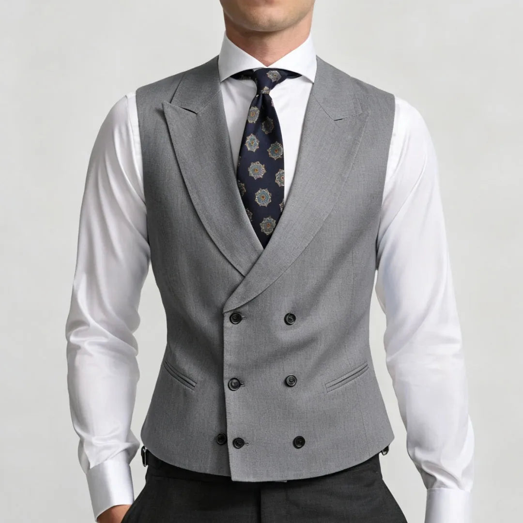 Men Vest Sky Blue Double Breasted Solid Waistcoat For Wedding Banquet Business Party Work Office Casual Daily Men Suit Vest